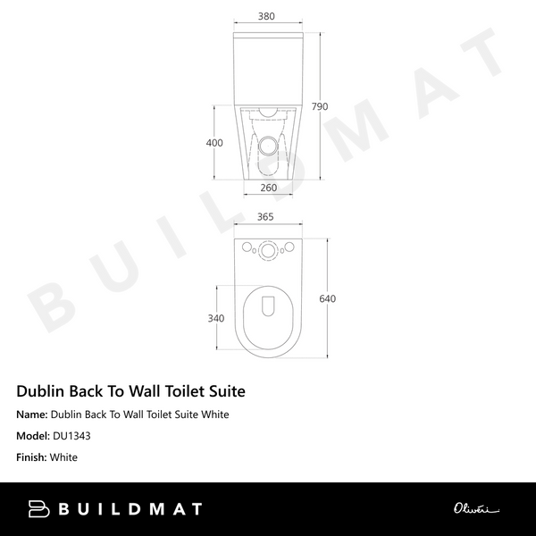 Oliveri Dublin Back To Wall Toilet Suite White