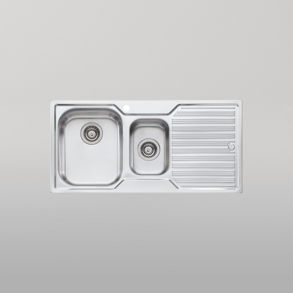 Oliveri Diaz 1 And 1/2 Bowl Sink With Right Drainboard and Taphole Stainless Steel