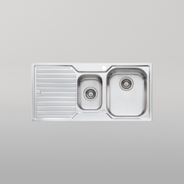 Oliveri Diaz 1 And 1/2 Bowl Sink With Left Drainboard and Taphole Stainless Steel
