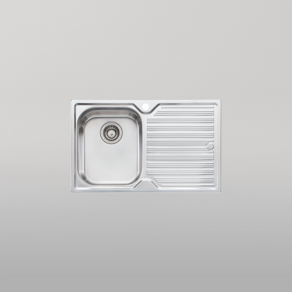 Oliveri Diaz Single Bowl Sink With Right Drainboard and Taphole Stainless Steel