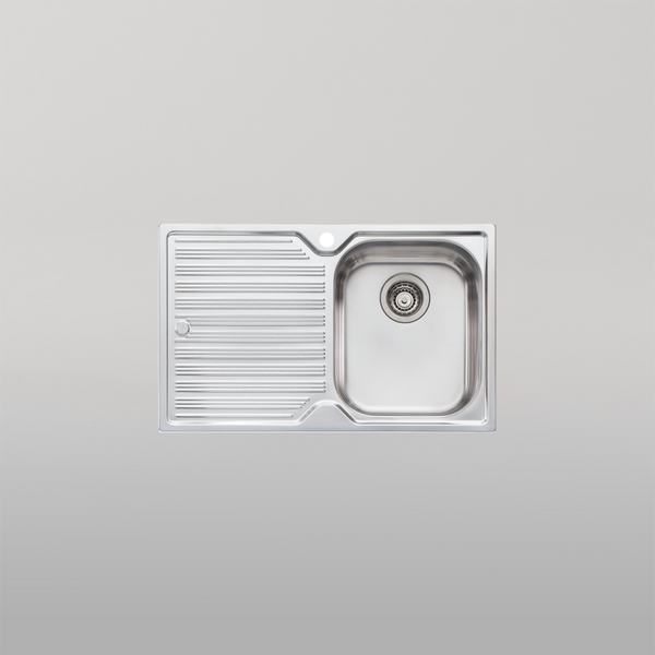 Oliveri Diaz Single Bowl Sink With Left Drainboard and Taphole Stainless Steel