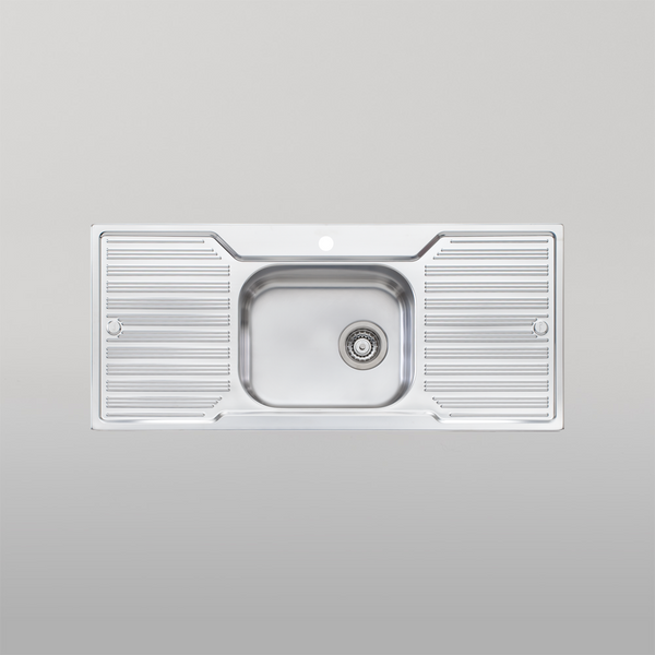 Oliveri Diaz Single Bowl Sink With Double Drainer and Taphole Stainless Steel