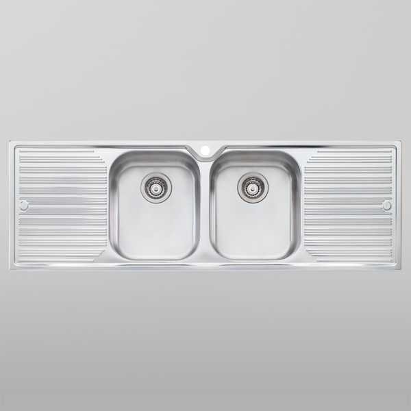 Oliveri Diaz Double Bowl Sink With Double Drainer and Taphole Stainless Steel