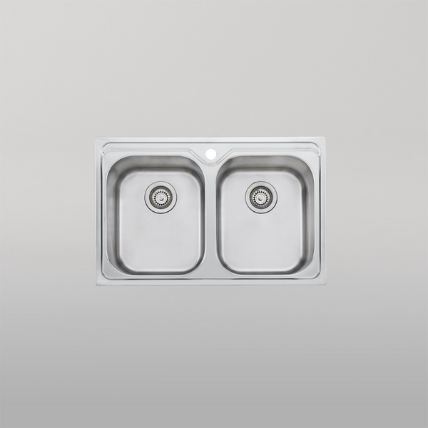Oliveri Diaz Double Bowl Universal Sink and Taphole Stainless Steel
