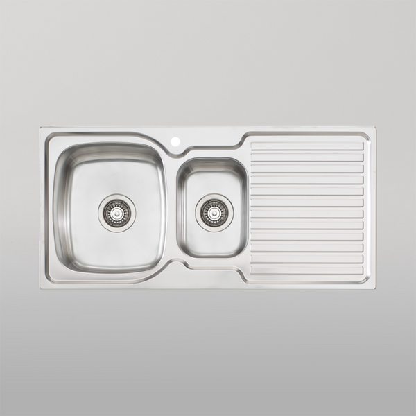 Oliveri Endeavour 1 And 1/2 Bowl Sink With Right Drainboard and Taphole Stainless Steel