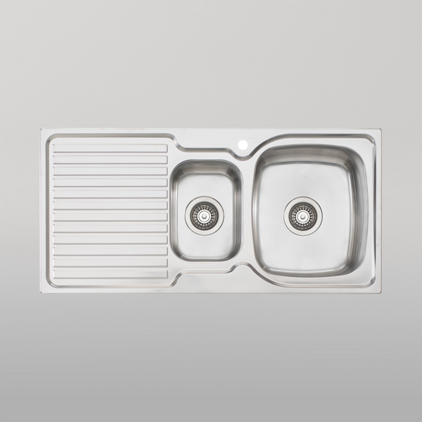 Oliveri Endeavour 1 And 1/2 Bowl Sink With Left Drainboard and Taphole Stainless Steel
