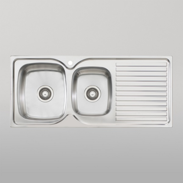 Oliveri Endeavour 1 And 3/4 Bowl Sink With Right Drainboard and Taphole Stainless Steel