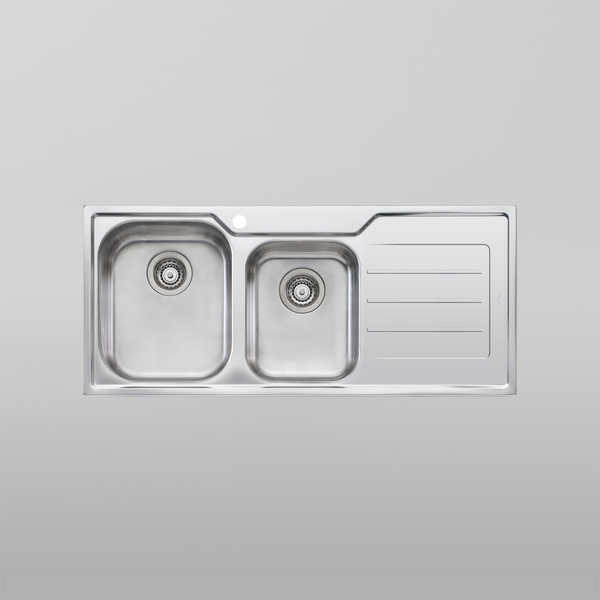 Oliveri Flinders 1 And 3/4 Bowl Sink With Right Drainboard Stainless Steel