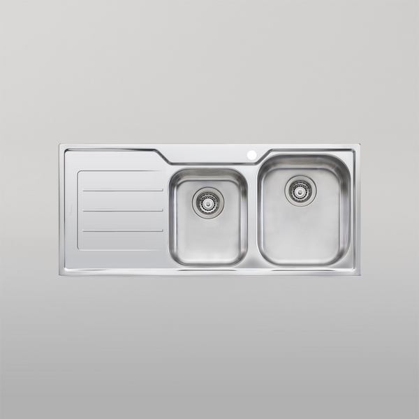 Oliveri Flinders 1 And 3/4 Bowl Sink With Left Drainboard Stainless Steel