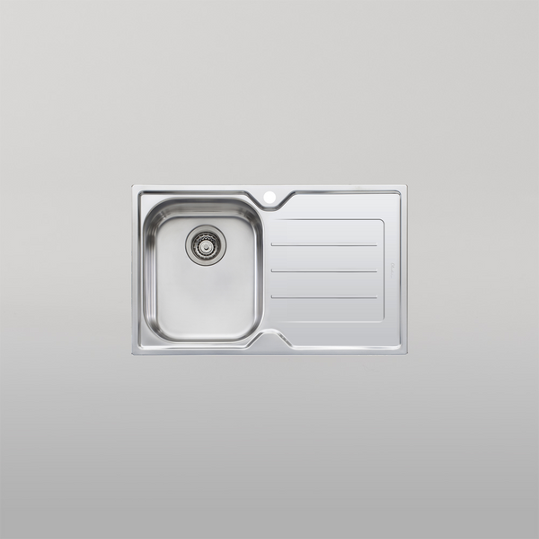 Oliveri Flinders Single Bowl Sink With Right Drainboard Stainless Steel