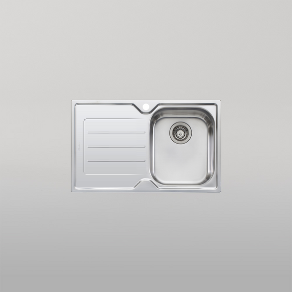 Oliveri Flinders Single Bowl Sink With Left Drainboard and Taphole Stainless Steel