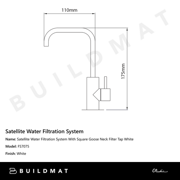 Oliveri Satellite Water Filtration System With Square Goose Neck Filter Tap White