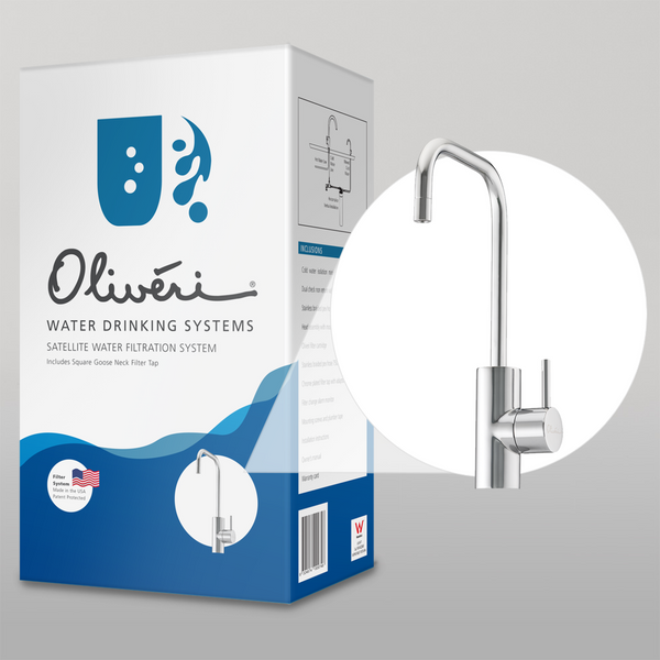 Oliveri Satellite Water Filtration System With Square Goose Neck Filter Tap White