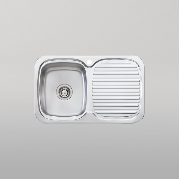 Oliveri Lakeland Single Bowl Sink With Right Drainboard Stainless Steel