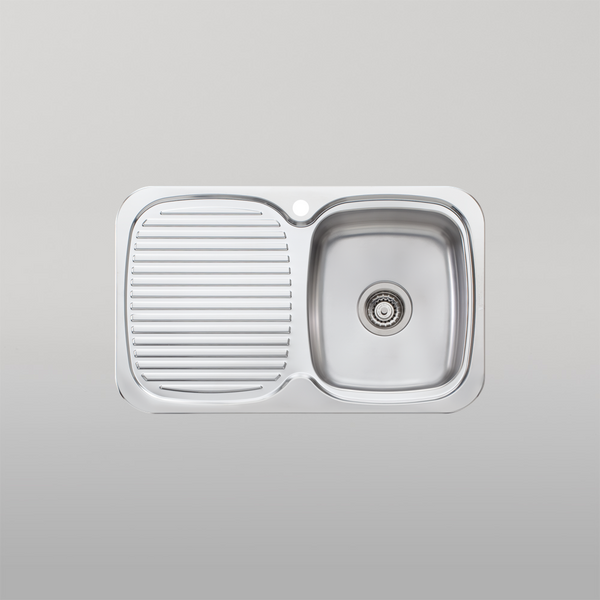 Oliveri Lakeland Single Bowl Sink With Left Drainboard Stainless Steel