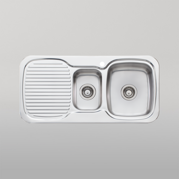 Oliveri Lakeland 1 And 1/2 Bowl Sink With Left Drainboard Stainless Steel