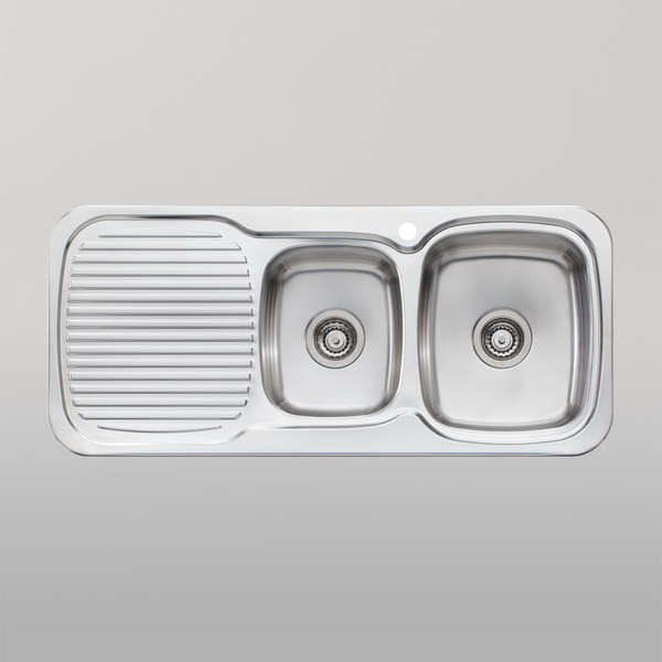 Oliveri Lakeland 1 And 3/4 Bowl Sink With Left Drainboard Stainless Steel