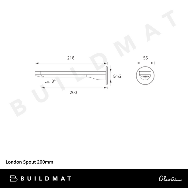 Oliveri London Spout 200mm Chrome Lead Free