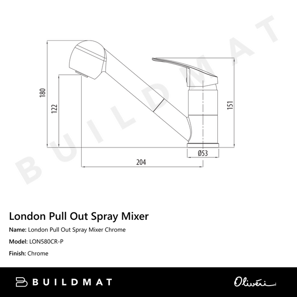 Oliveri London Pull Out Spray Mixer Chrome