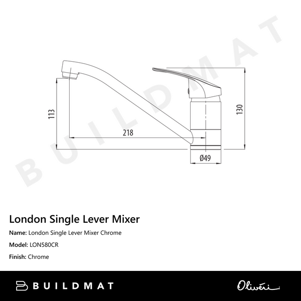 Oliveri London Single Lever Mixer Chrome