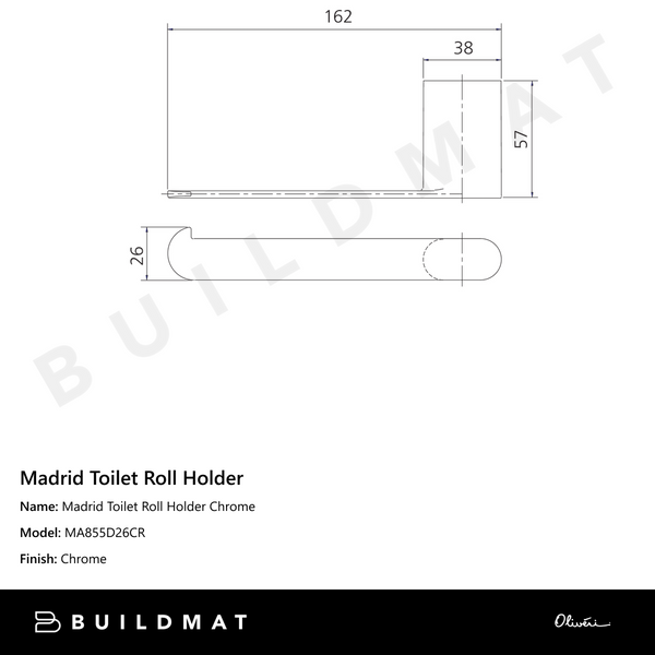 Oliveri Madrid Toilet Roll Holder Chrome