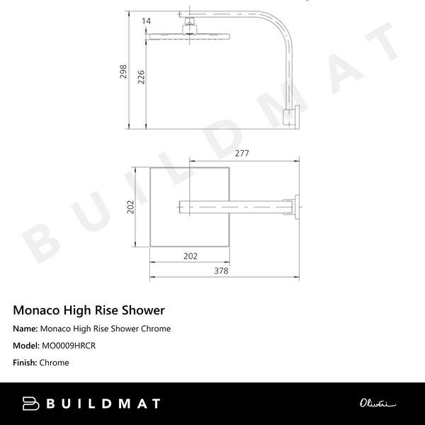 Oliveri Monaco High Rise Shower Chrome