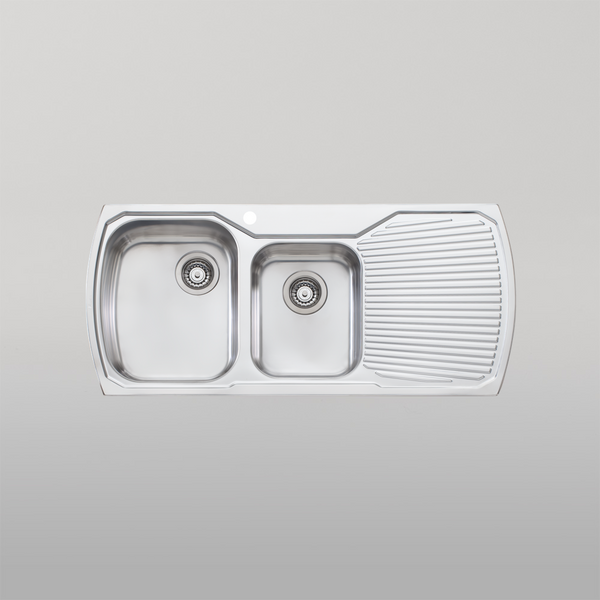 Oliveri Monet 1 And 3/4 Bowl Topmount Sink With Right Drainboard Stainless Steel