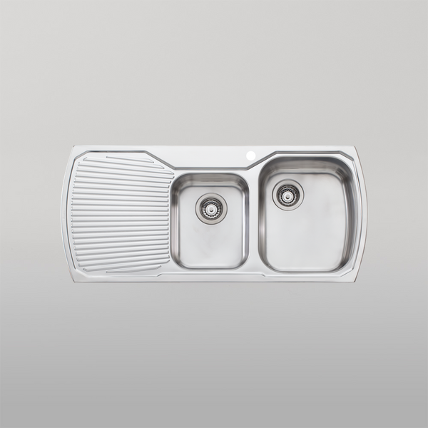 Oliveri Monet 1 And 3/4 Bowl Topmount Sink With Left Drainboard Stainless Steel