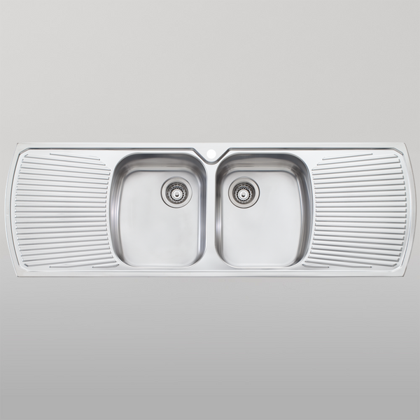 Oliveri Monet Double Bowl Topmount Sink With Double Drainer Stainless Steel
