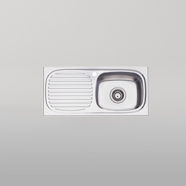 Oliveri Martini Single Bowl Sink With Left Drainboard Stainless Steel