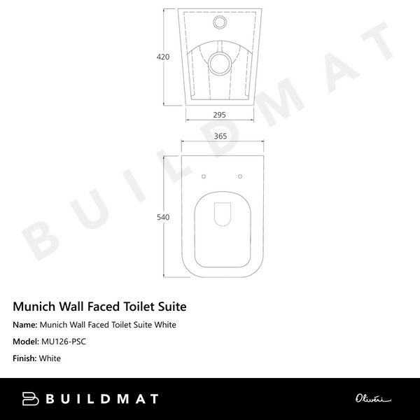 Oliveri Munich Wall Faced Toilet Suite White