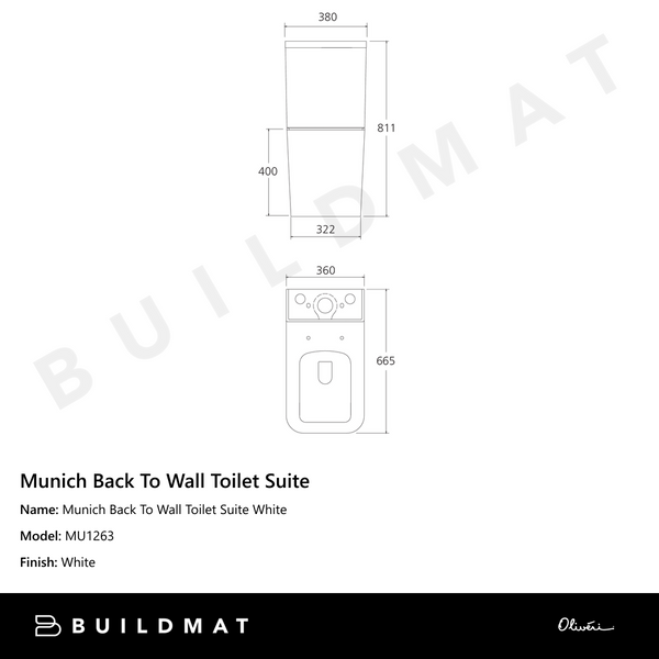Oliveri Munich Back To Wall Toilet Suite White