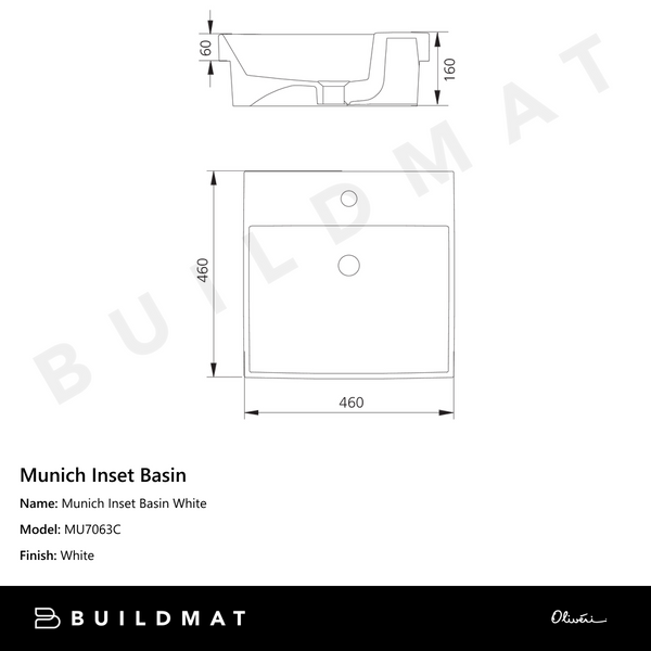 Oliveri Munich Inset Basin White