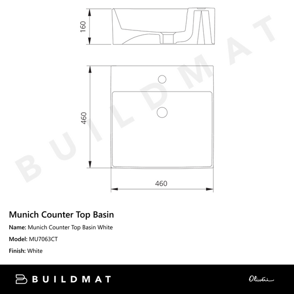 Oliveri Munich Counter Top Basin White