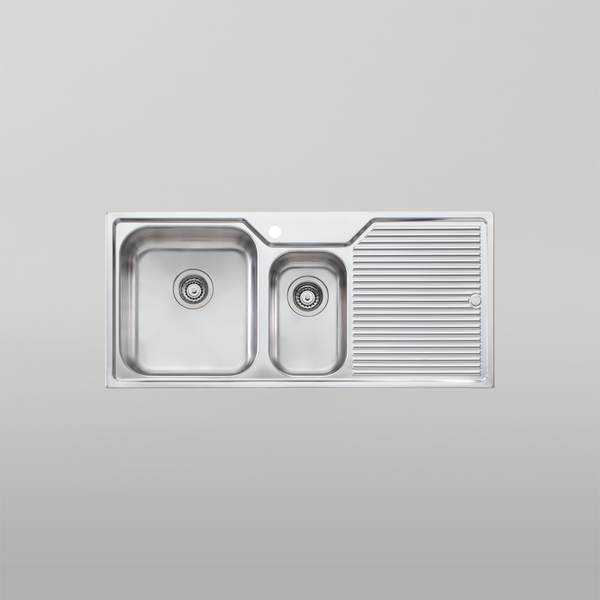 Oliveri Nu-Petite 1 And 1/2 Bowl Topmount Sink With Right Drainboard Stainless Steel