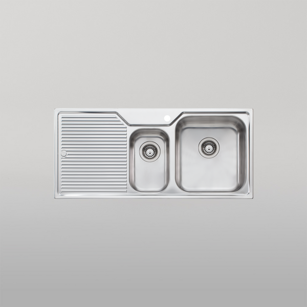 Oliveri Nu-Petite 1 And 1/2 Bowl Topmount Sink With Left Drainboard Stainless Steel