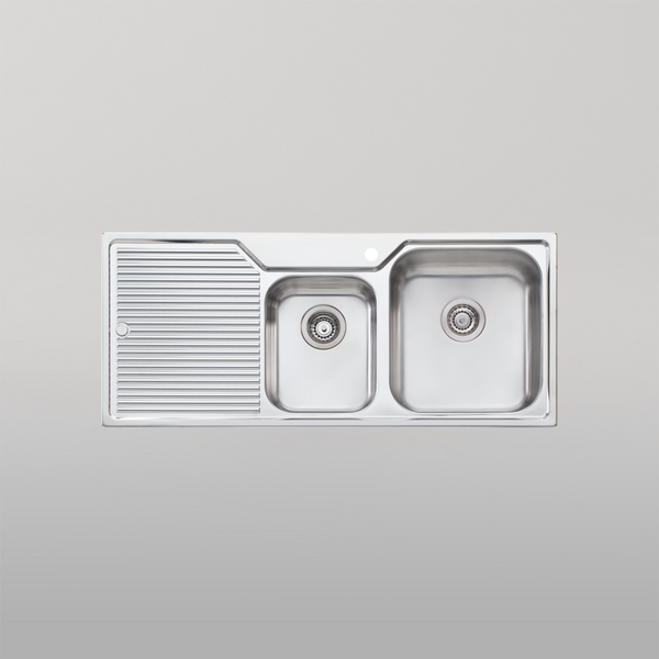 Oliveri Nu-Petite 1 And 3/4 Bowl Topmount Sink With Left Drainboard Stainless Steel