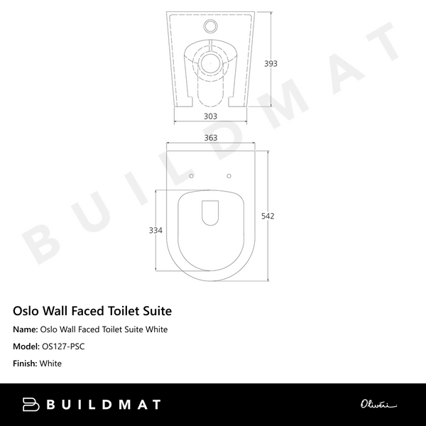 Oliveri Oslo Wall Faced Toilet Suite White