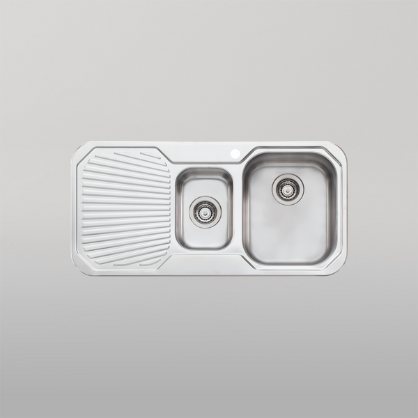 Oliveri Petite 1 And 1/2 Bowl Sink With Left Drainboard Stainless Steel