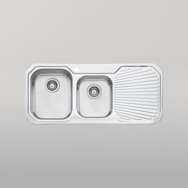 Oliveri Petite 1 And 3/4 Bowl Sink With Right Drainboard Stainless Steel