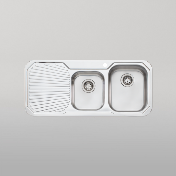 Oliveri Petite 1 And 3/4 Bowl Sink With Left Drainboard Stainless Steel