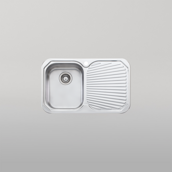 Oliveri Petite Single Bowl Sink With Right Drainboard Stainless Steel