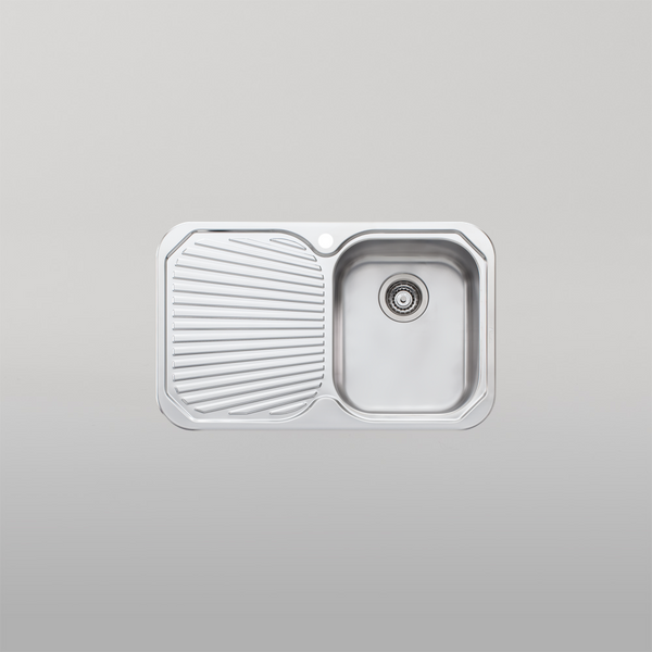 Oliveri Petite Single Bowl Sink With Left Drainboard Stainless Steel