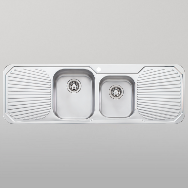 Oliveri Petite 1 And 3/4 Bowl Sink With Double Drainer Stainless Steel