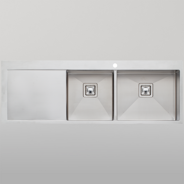 Oliveri Professional Series 1 And 3/4 Bowl Topmount Sink With Left Drainboard Stainless Steel