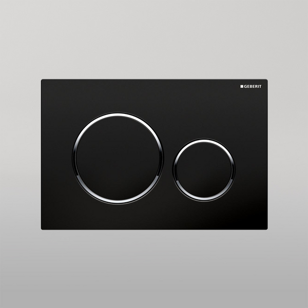 Oliveri Concealed Cistern Flush Plate With Round Buttons Black