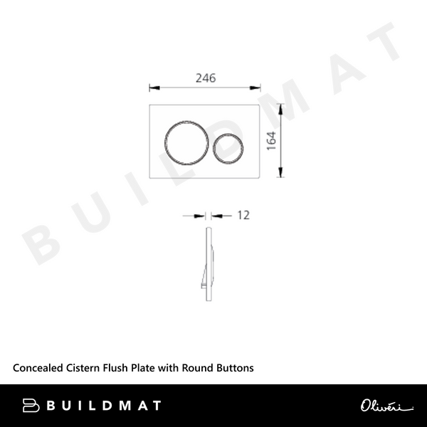 Oliveri Concealed Cistern Flush Plate with Round Buttons Matte Black