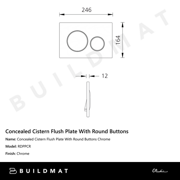 Oliveri Concealed Cistern Flush Plate With Round Buttons Chrome