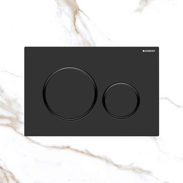 Oliveri Concealed Cistern Flush Plate with Round Buttons Matte Black