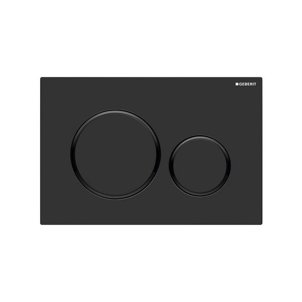 Oliveri Concealed Cistern Flush Plate with Round Buttons Matte Black